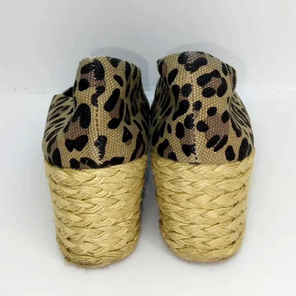 Ralph Lauren Designer Women's Pre-owned Espadrille Leopard Wedge Shoes - sz. 9B